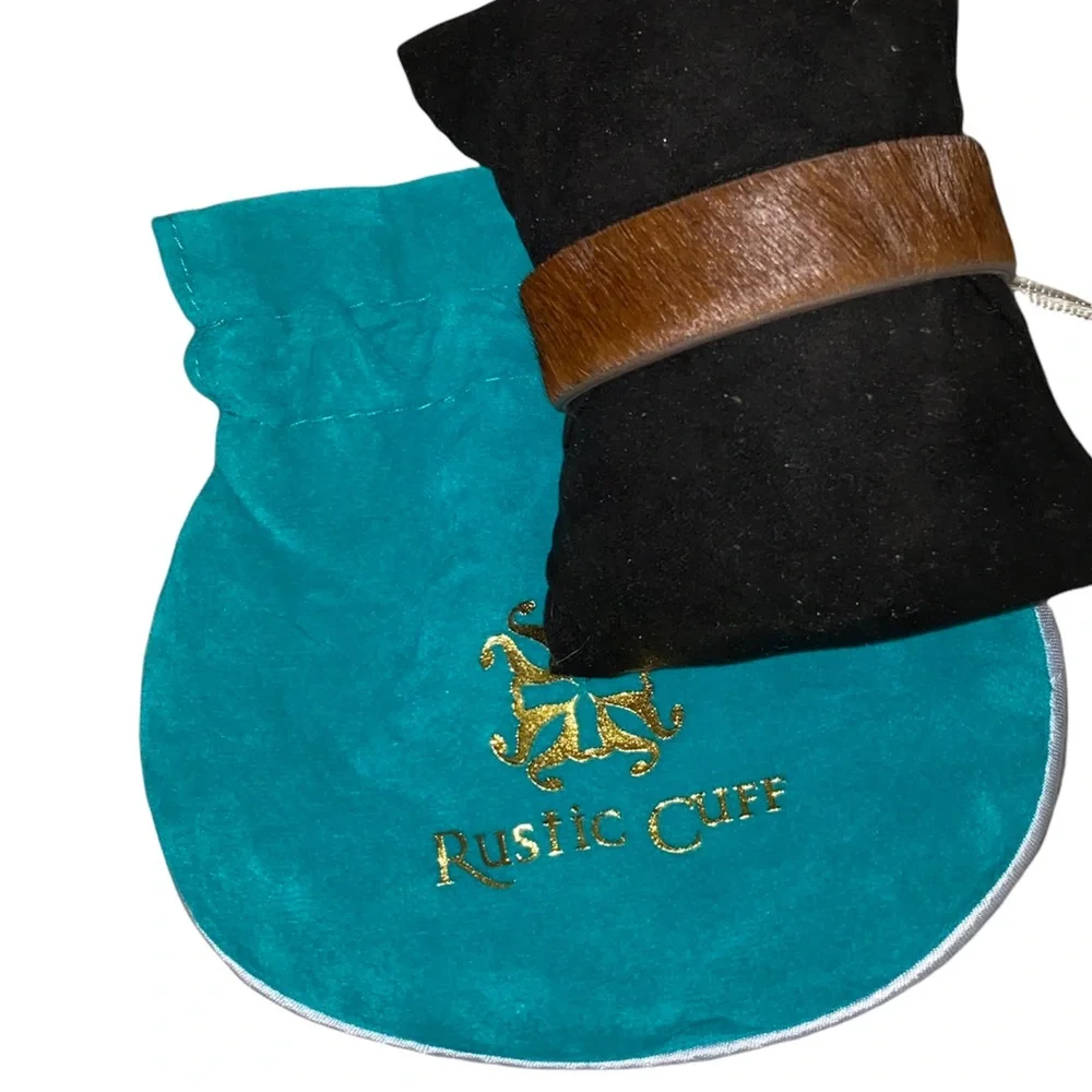 Rustic Cuff Haley Brown Calf Hair Cuff with Gold‎ Ends & Magnetic Closure